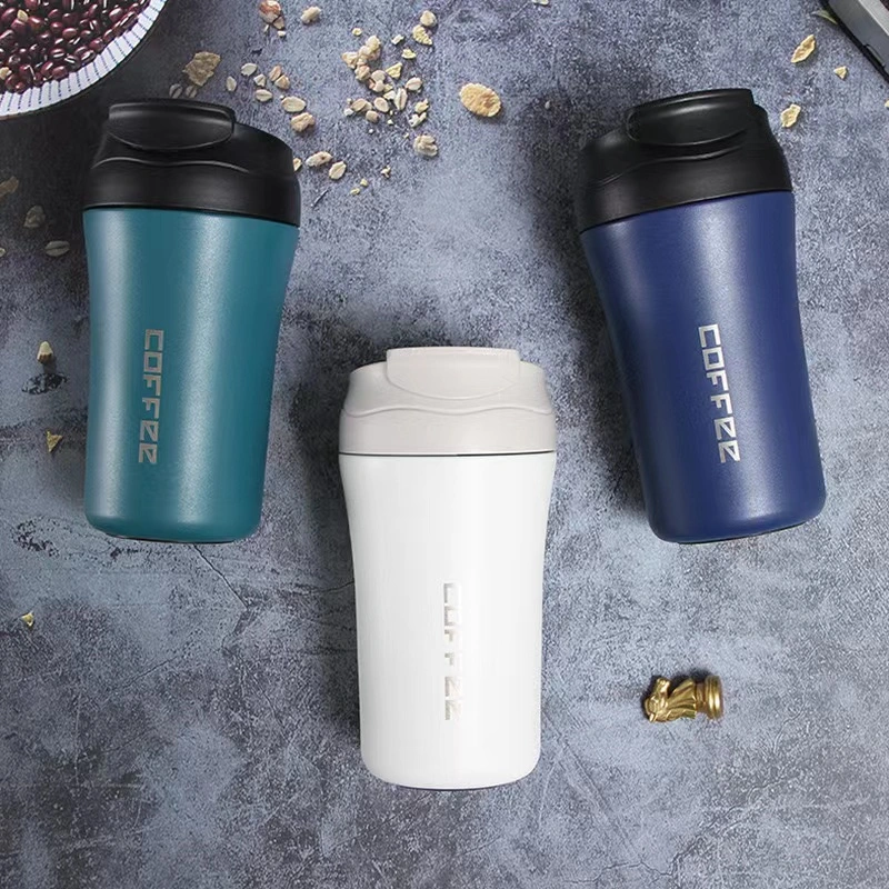 400ml Reusable Vacuum Thermos Tumbler Insulated Stainless Steel Travel Coffee Mug with Soft Straw