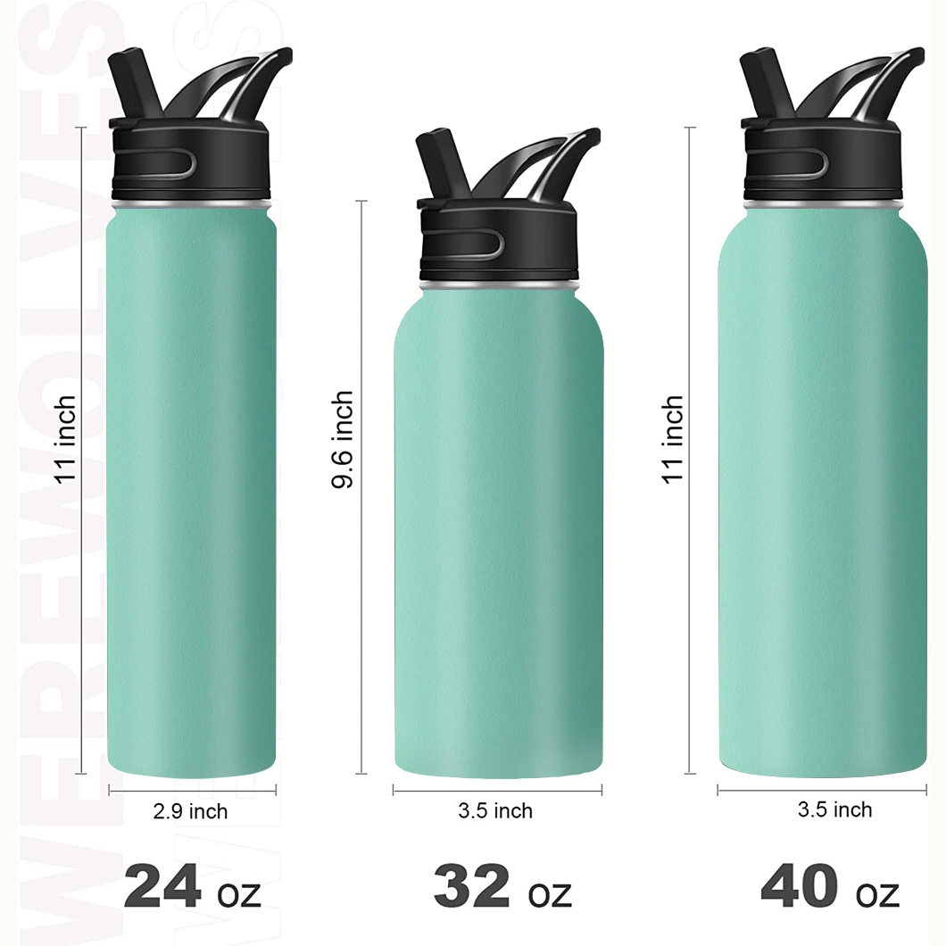 Wholesale Custom Eco-Friendly BPA Free Leak Proof Metal Canteen Mug Gym Hydro Sports Flask Vacuum Thermos Stainless Steel Insulated Water Bottle with Straw 32oz