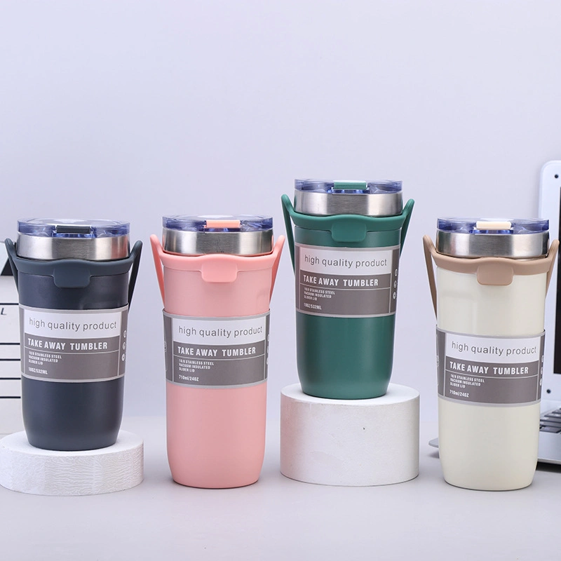 Portable Powder Paint Double Wall Car Coffee Insulated Stainless Steel Keep Hot Drink Cups Tumbler