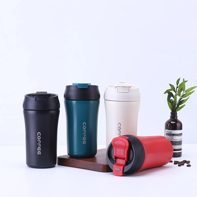 400ml Reusable Vacuum Thermos Tumbler Insulated Stainless Steel Travel Coffee Mug with Soft Straw