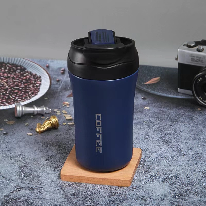 400ml Custom Logo Coffee Vacuum Thermos Stainless Steel Coffee Mug with Soft Straw